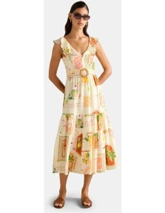 Layne Printed Midi Dress in Multi