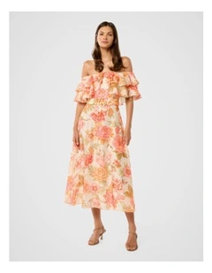 Jemima Ruffle Midi Dress in Multi