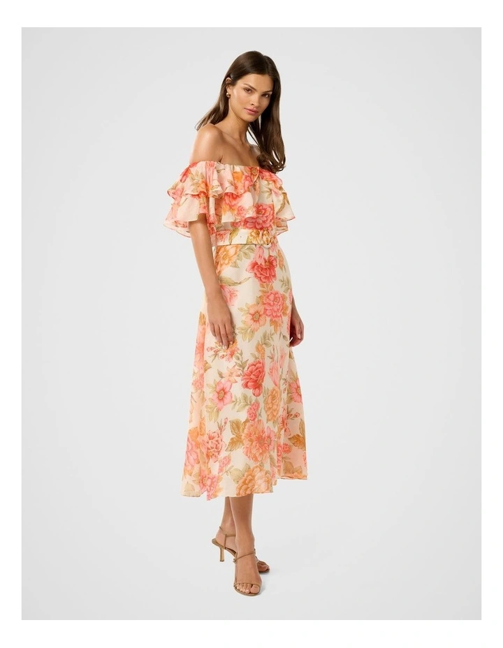 Jemima Ruffle Midi Dress in Multi image 3
