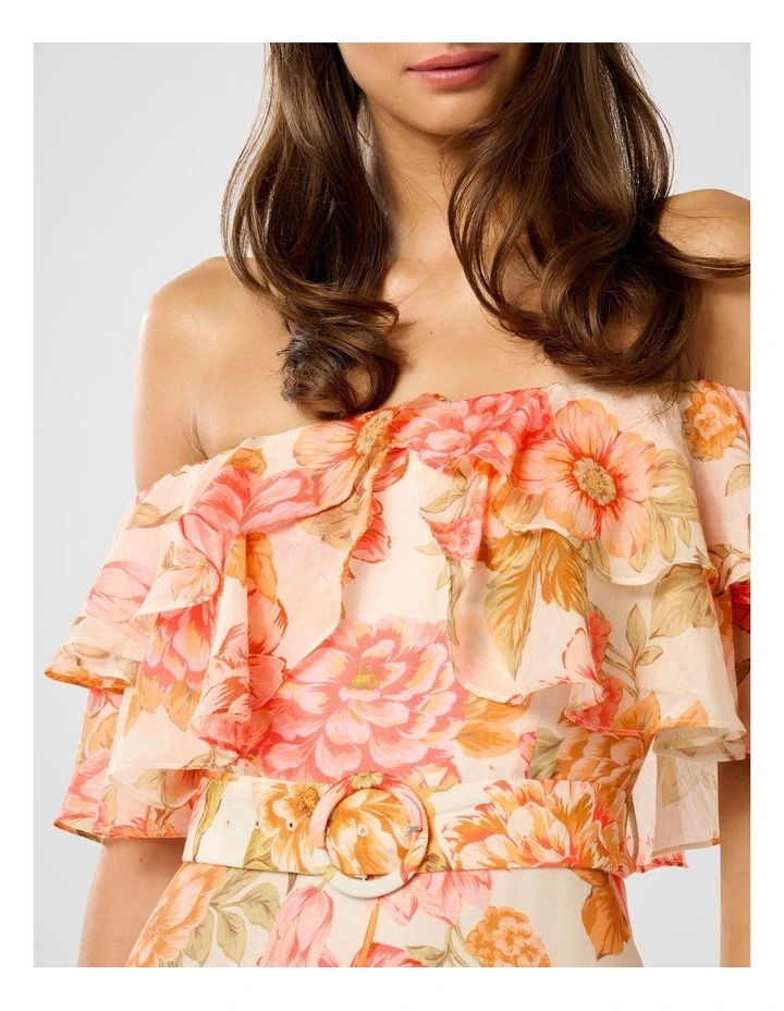 Jemima Ruffle Midi Dress in Multi image 4