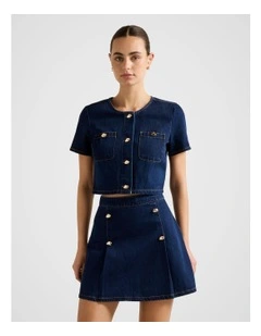 Elise Mini Denim Skirt in Blue