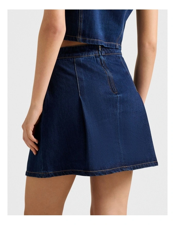 Elise Mini Denim Skirt in Blue image 2