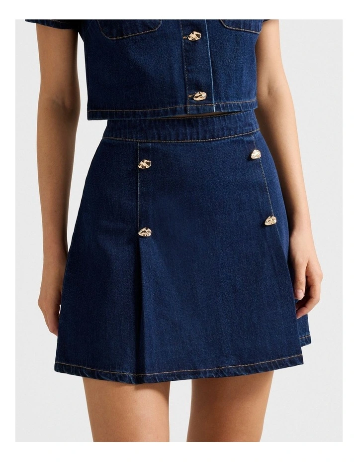 Elise Mini Denim Skirt in Blue image 3