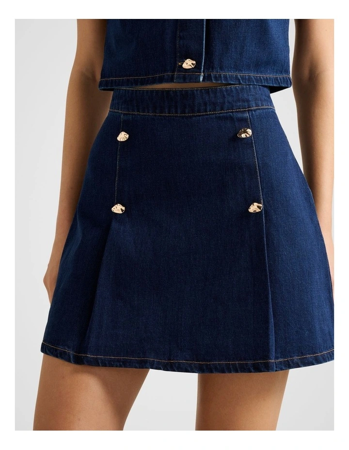 Elise Mini Denim Skirt in Blue image 4