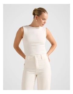 Frankie Boat Neck Tank Top in White