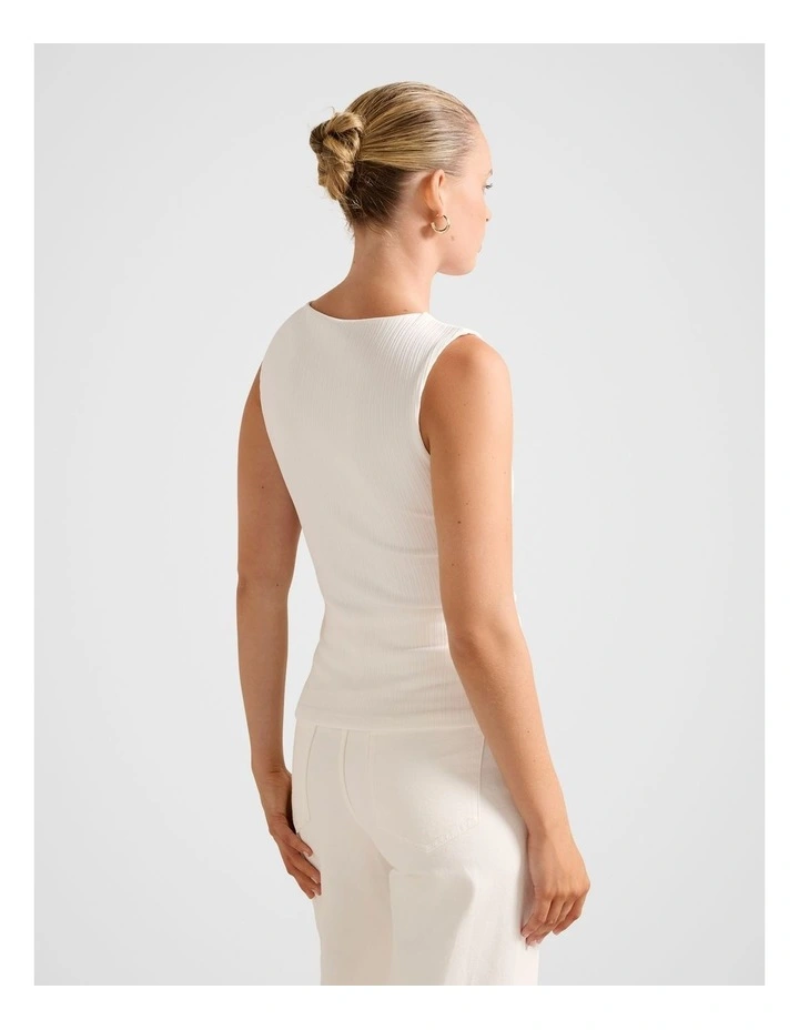 Frankie Boat Neck Tank Top in White image 2
