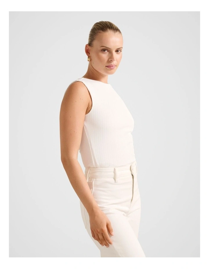 Frankie Boat Neck Tank Top in White image 3