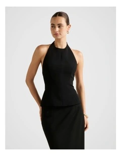 Delaney Halter Neck Top in Black