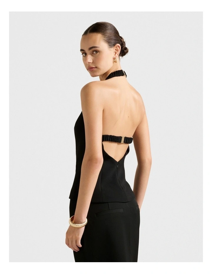Delaney Halter Neck Top in Black image 2