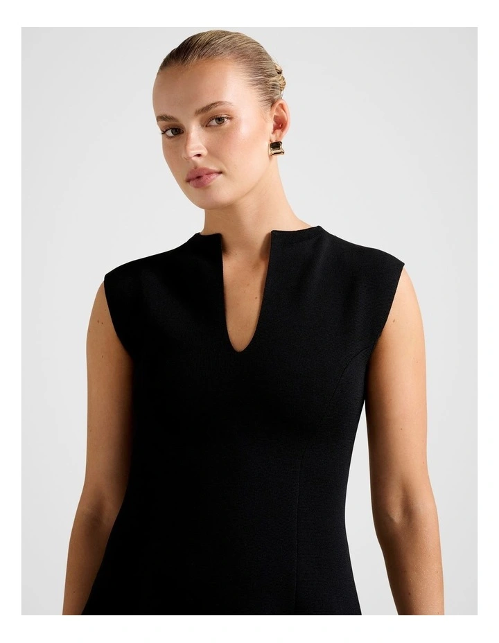 Katerina Crepe Knitted Mini Dress in Black image 4