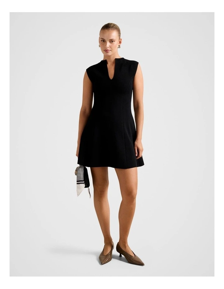 Katerina Crepe Knitted Mini Dress in Black image 5