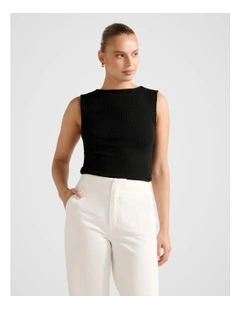 Frankie Boat Neck Tank Top in Black