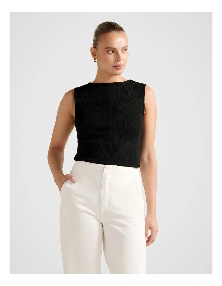 Frankie Boat Neck Tank Top in Black image 1