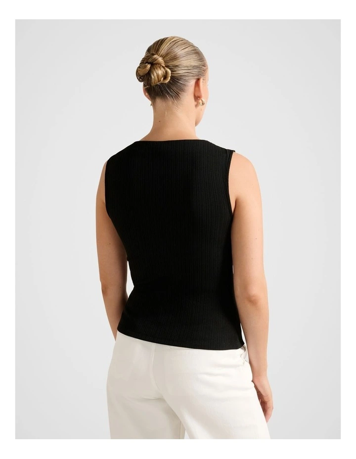 Frankie Boat Neck Tank Top in Black image 2