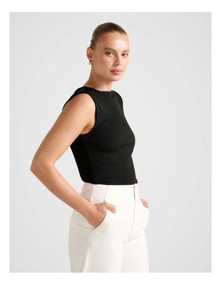 Frankie Boat Neck Tank Top in Black image 3
