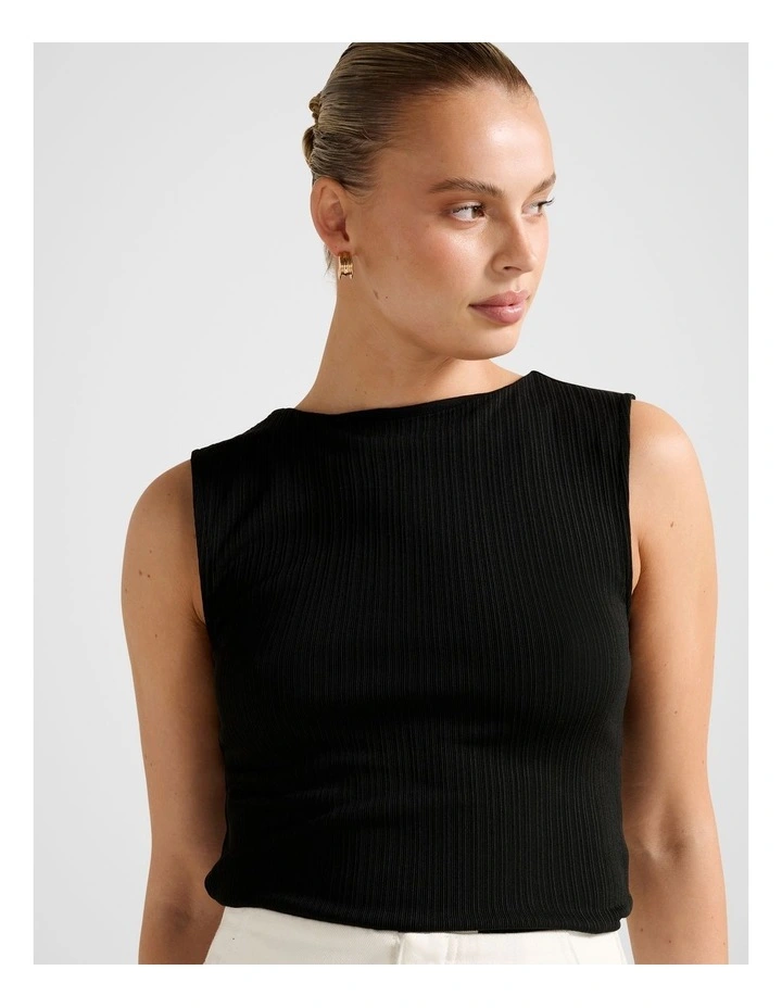 Frankie Boat Neck Tank Top in Black image 4