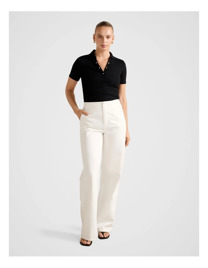 Amari Press Stud Polo Neck Top in Black image 5