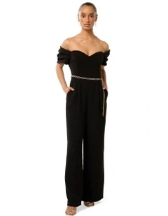 Lea Off Shoulder Jumpsuit in Black