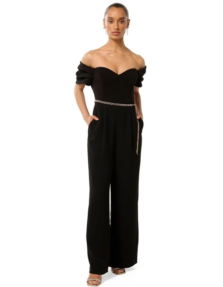 Lea Off Shoulder Jumpsuit in Black image 1