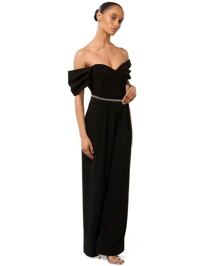 Lea Off Shoulder Jumpsuit in Black image 3
