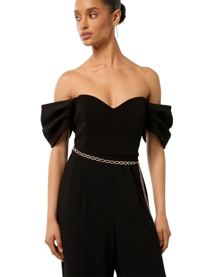 Lea Off Shoulder Jumpsuit in Black image 4