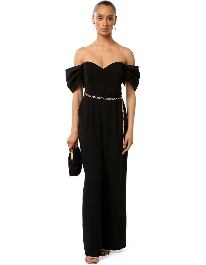 Lea Off Shoulder Jumpsuit in Black image 5