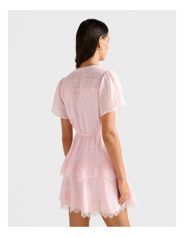 Emmy Lace Trim Mini Dress in Pink image 2