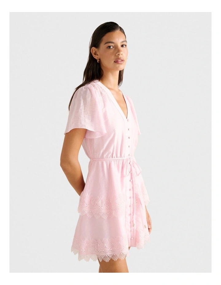 Emmy Lace Trim Mini Dress in Pink image 3