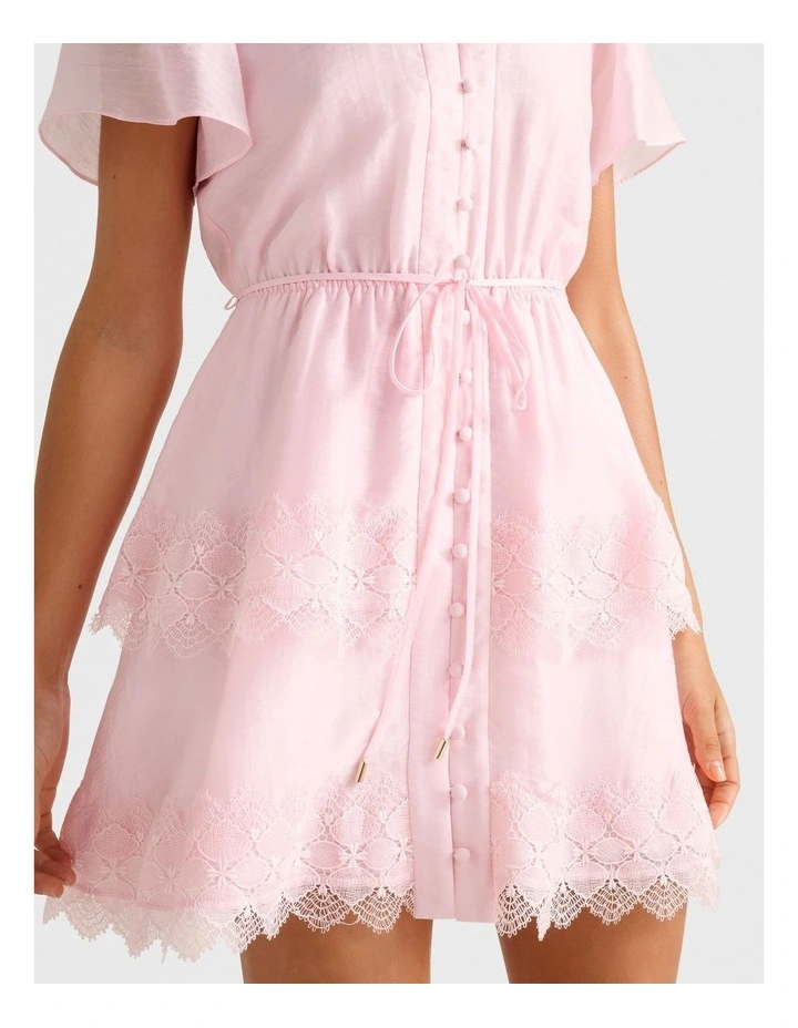 Emmy Lace Trim Mini Dress in Pink image 4