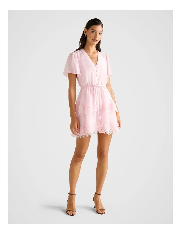 Emmy Lace Trim Mini Dress in Pink image 5