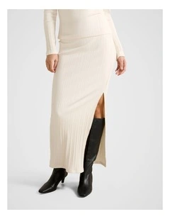 Maribella Ribbed Maxi Skirt in Cream