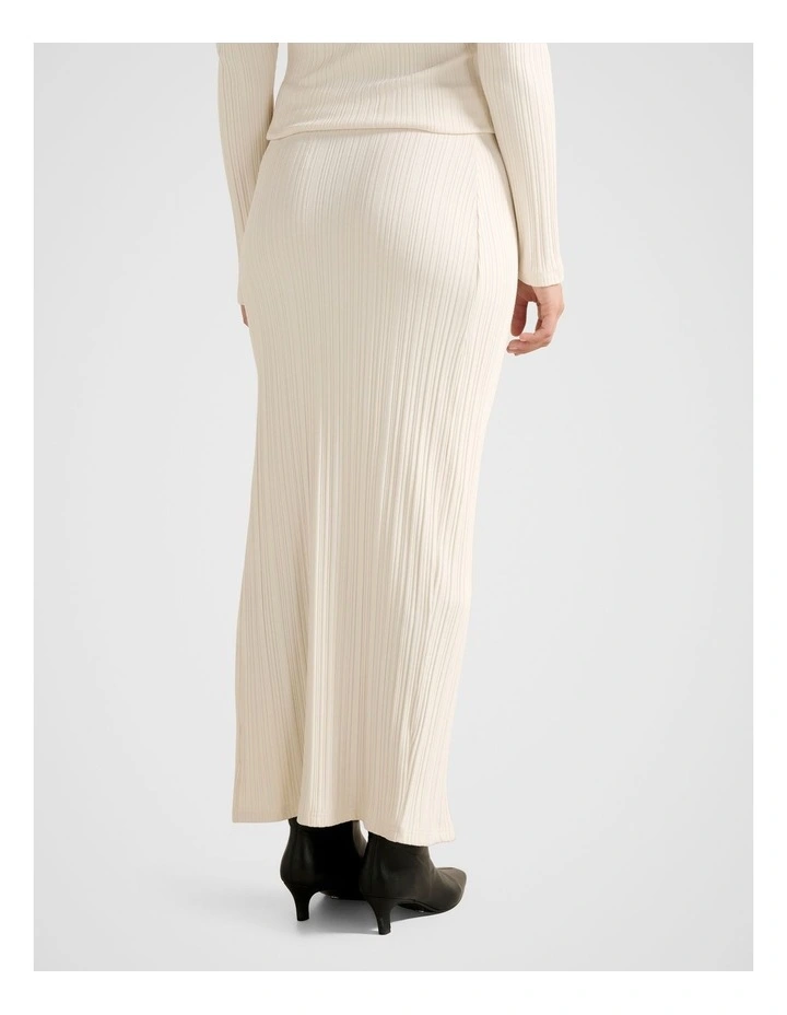 Maribella Ribbed Maxi Skirt in Cream image 2