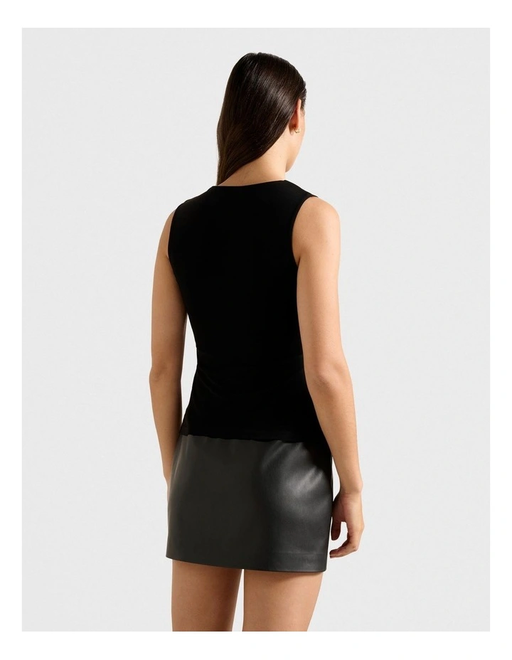 Bambi Gathered Keyhole Top in Black image 2