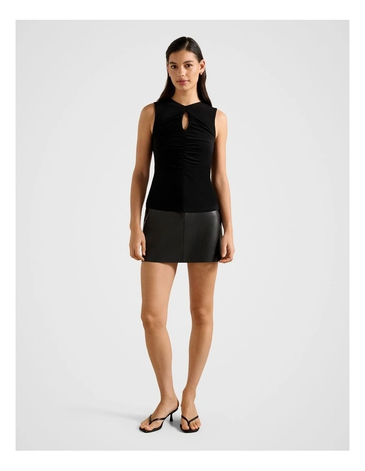 Bambi Gathered Keyhole Top in Black image 5