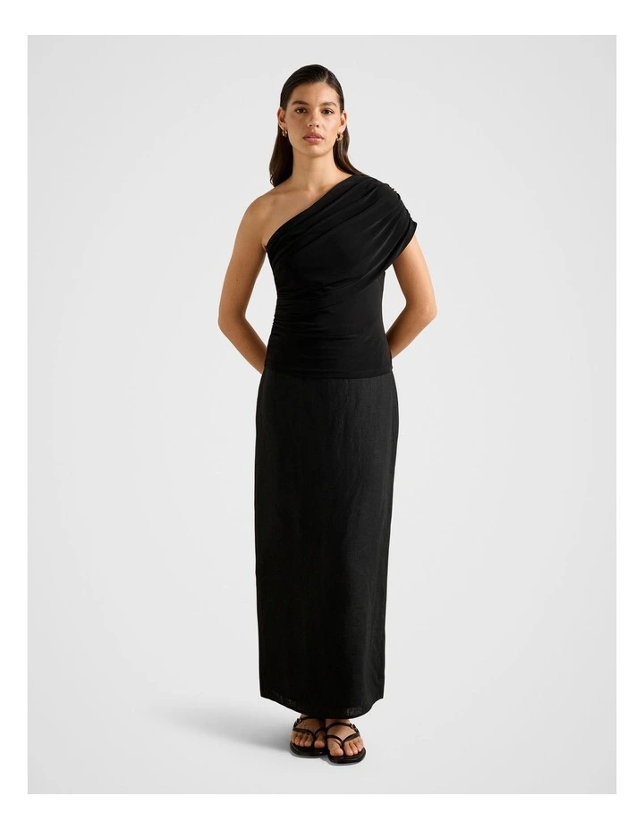 Bronte Draped One Shoulder Top in Black image 5
