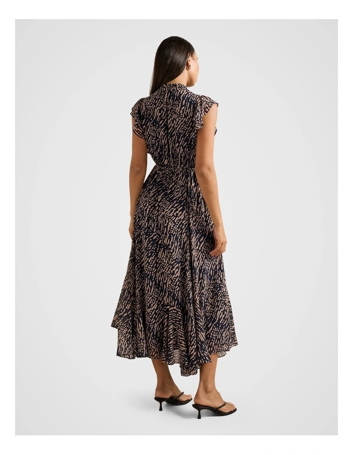 Maxine Ruffle Sleeves Midi Dress in Navy image 2