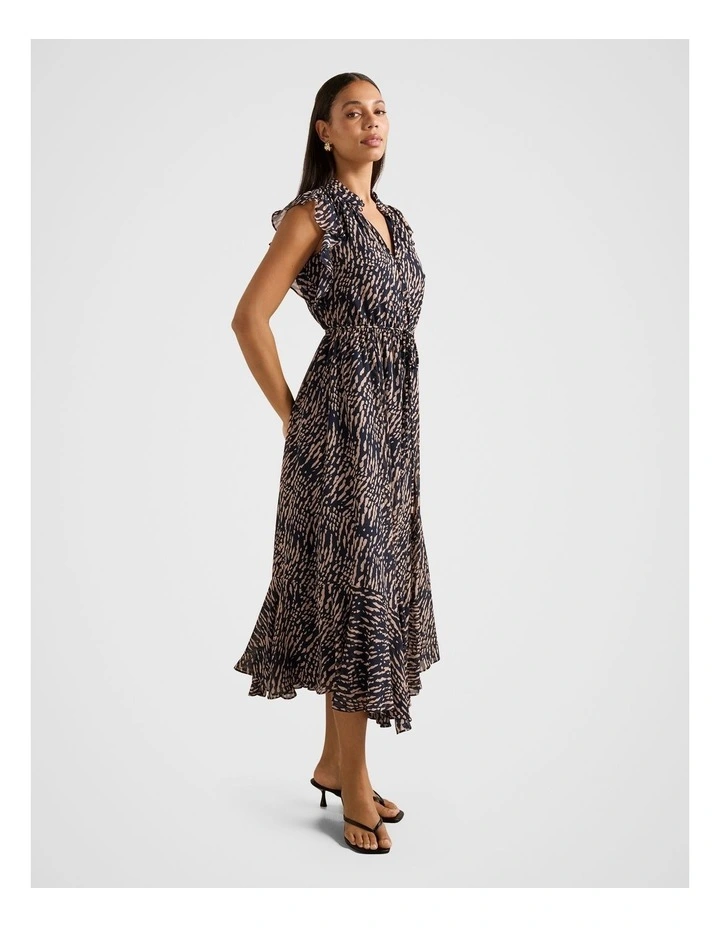 Maxine Ruffle Sleeves Midi Dress in Navy image 3