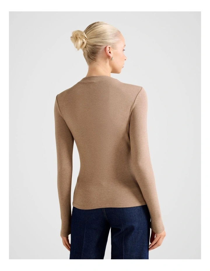 Lilah High Neck Top in Brown image 2