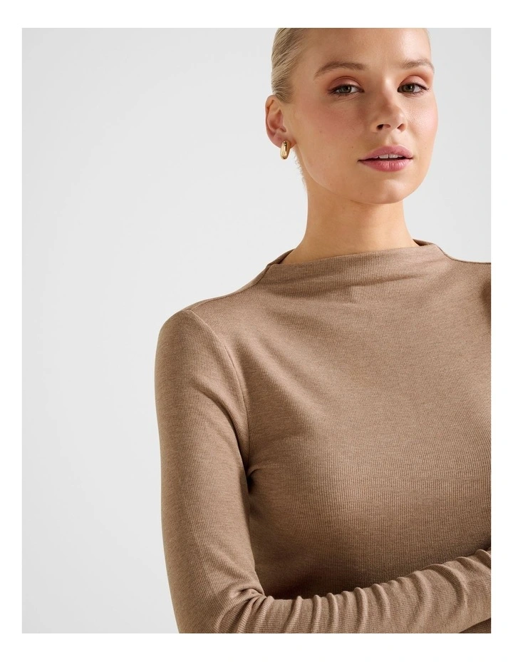 Lilah High Neck Top in Brown image 4