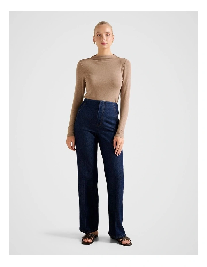 Lilah High Neck Top in Brown image 5