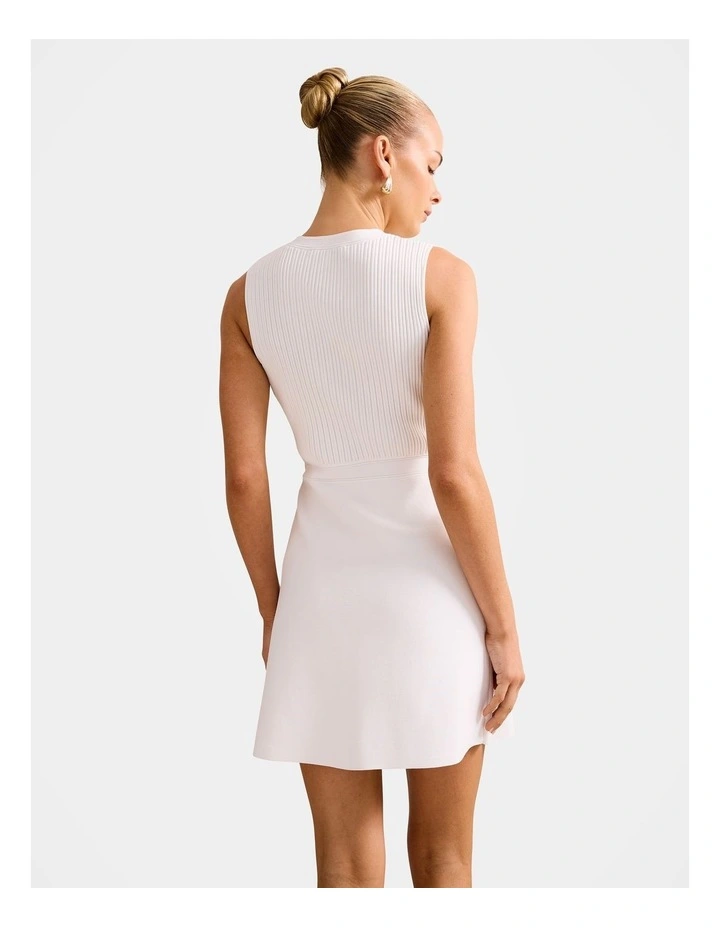 Issie Stitch Interest Mini Dress in White image 2