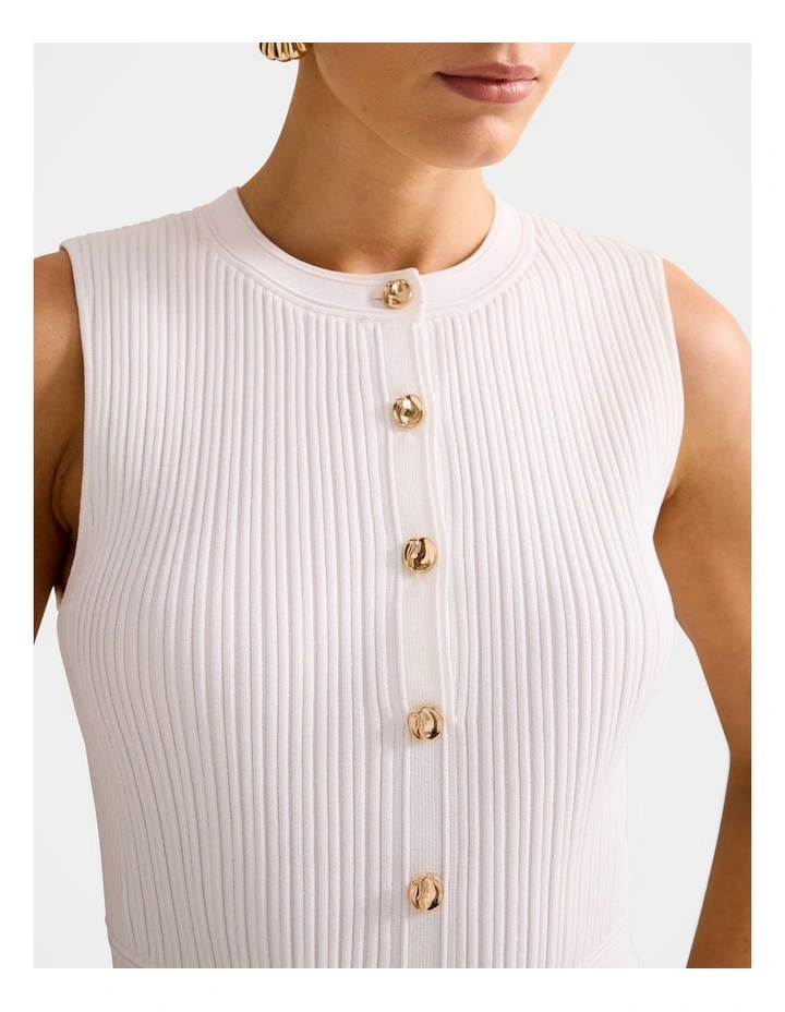 Issie Stitch Interest Mini Dress in White image 4