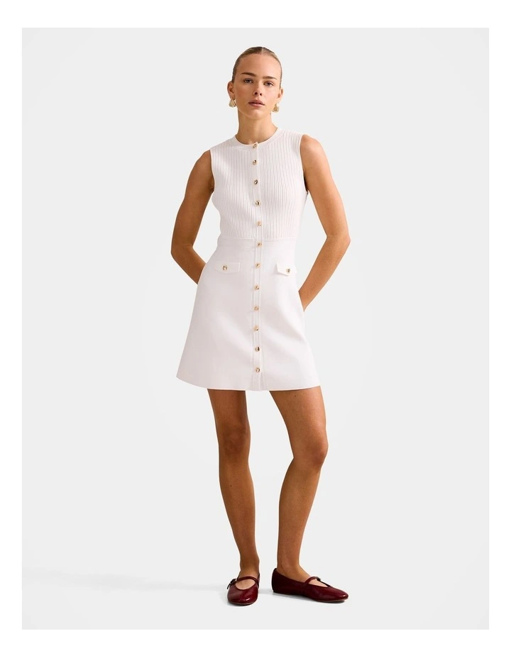 Issie Stitch Interest Mini Dress in White image 5