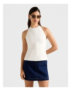 Delaney Halter Neck Top in White
