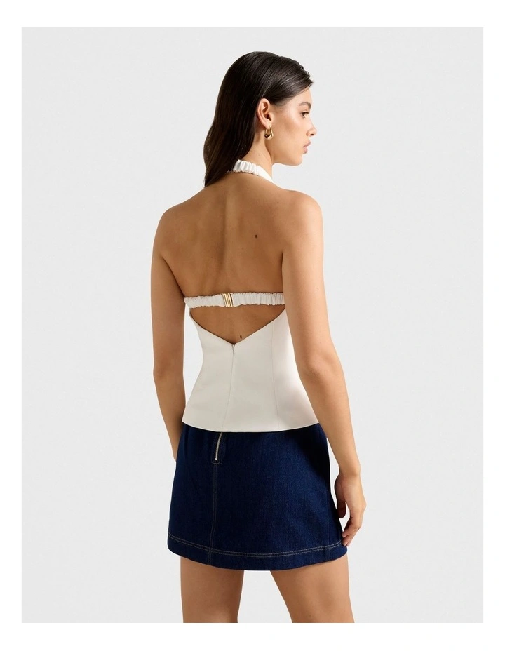 Delaney Halter Neck Top in White image 2