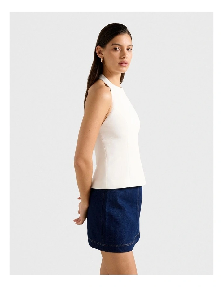 Delaney Halter Neck Top in White image 3