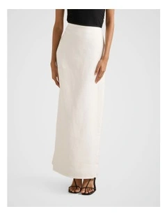 Maggie Linen Column Maxi Skirt in White