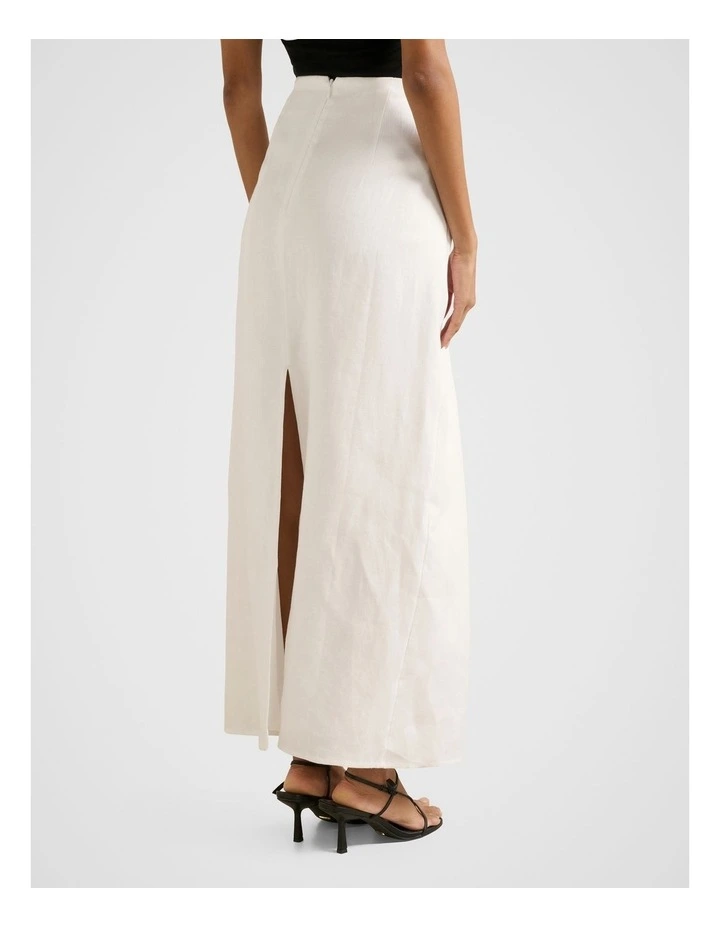 Maggie Linen Column Maxi Skirt in White image 2