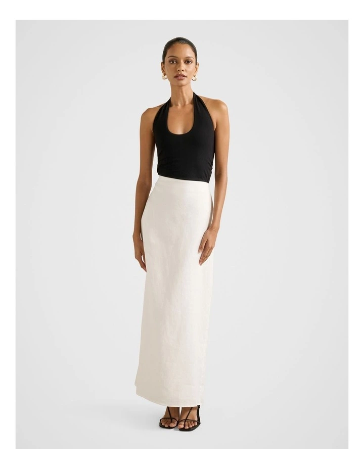 Maggie Linen Column Maxi Skirt in White image 5