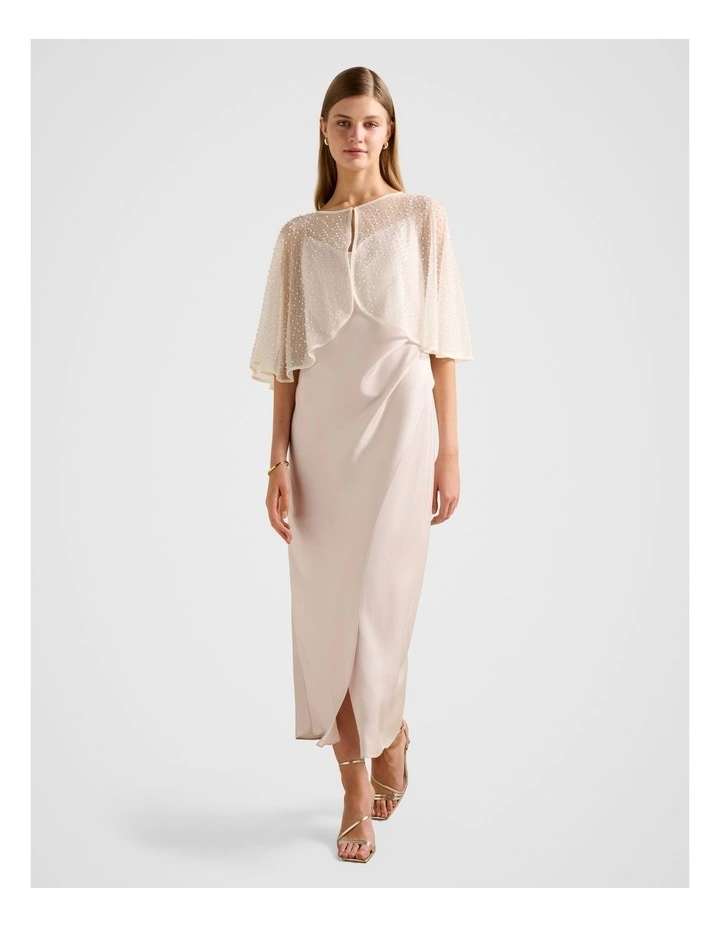 Louise Pearl & Bead Cape in Cream image 1